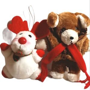 Vintage Avon 1984 6" Puppy Dog and 1987 Belvedere Reindeer Plush Xmas Or…